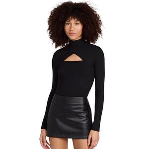 PAIGE Sonata Top Womens XL Black Mock Neck Front Cutout Long Sleeve 7708C70-1086